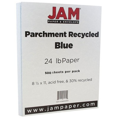 JAM Paper Parchment 24lb Paper 8.5 x 11 Blue Recycled 500 Sheets/Ream 96600200B
