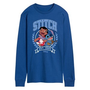 Men's - Disney - Stitch Collegiate Group Long Sleeve Graphic T-Shirt - 1 of 3