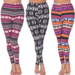 Women's Pack of 3 Leggings - One Size Fits Most - White Mark - 1 of 1