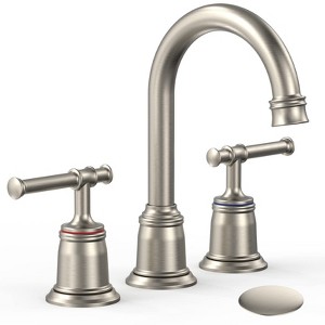 Classical Bathroom faucets for Sink 3 Holes, 8 inch Bathroom Faucet, Widespread Brushed Nickel Bathroom Faucet  (Chrome 2 Packs) - 1 of 4