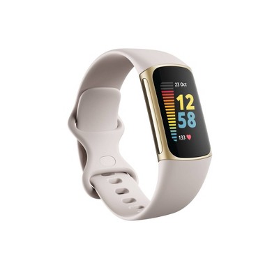 Fitbit Charge 5 Activity Tracker Soft Gold With Lunar White Band 