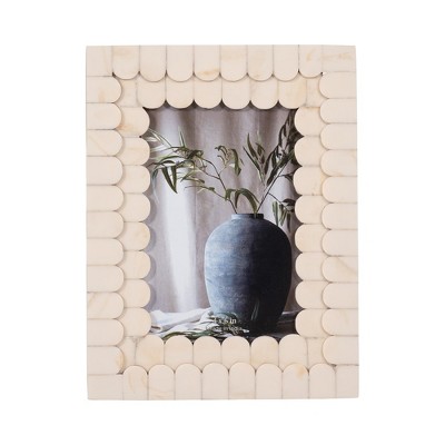 Sagebrook Home 4" x 6" Decorative Photo Frame - Contemporary Scalloped Resin Ivory Design Picture Frame - Home