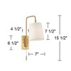 360 Lighting Luca Swing Arm Wall Lamps Set of 2 Warm Brass Metal Plug-in Light Fixture White Fabric Shade for Bedroom Bedside Living Room Reading Home - 4 of 4