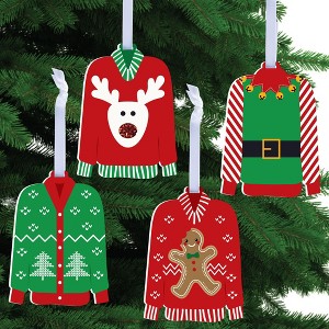 Big Dot of Happiness Ugly Sweater - Holiday and Christmas Party Decorations - Christmas Tree Ornaments - Set of 12 - 1 of 4