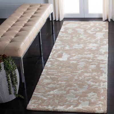 Hand-Tufted Taupe and Light Blue Wool Runner Rug, 2'6" x 10'
