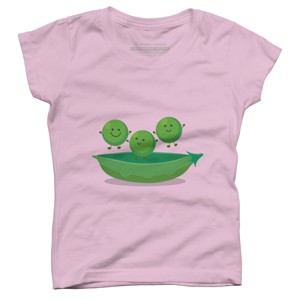 Girl's Design By Humans Cute jumping peas in pod cartoon illustration By thefrogfactory T-Shirt - 1 of 3