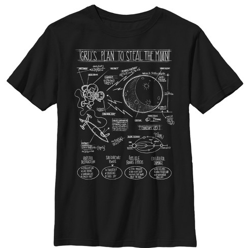 Boy's Despicable Me Gru Plans to Steal Moon T-Shirt - Black - X Large