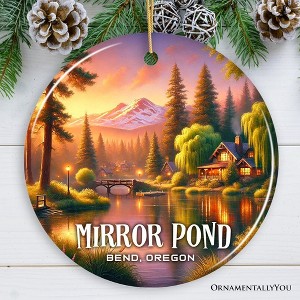 Vibrant Bend Oregon Ornament, Scenic Mirror Pond and Pacific Northwest Mountain Town Christmas Gift and Souvenir | OrnamentallyYou - 1 of 4