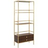 Mateo 4-Tier 1 Drawer Etagere - Gold Foil/Walnut - Safavieh - image 4 of 4