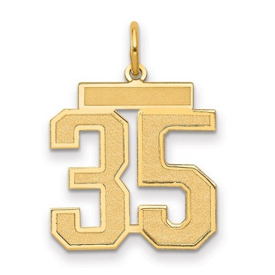 Black Bow Jewelry 14k Yellow Gold, Jersey Collection, Medium Number 35 Pendant