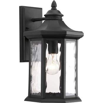 Progress Lighting, Edition, 1-Light Wall Lantern, Textured Black, Clear Water Glass