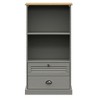 vidaXL VIGO Gray Solid Pine Wood Bookcase Storage with 2 Tier Shelves/2 Drawers - Rustic Bookshelf for Living Room/Study/Bedroom - 4 of 4