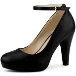 Perphy Mary Jane Platform Ankle Strap Stiletto Heel Pumps for Women