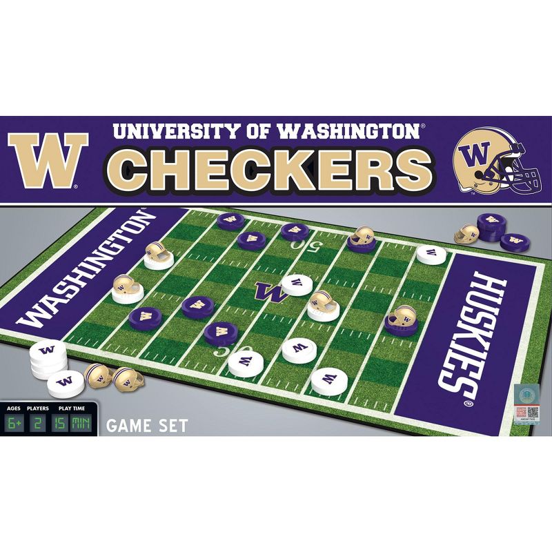 MasterPieces Officially licensed NCAA Washington Huskies Checkers Board Game for Families and Kids ages 6 and Up, 1 of 6