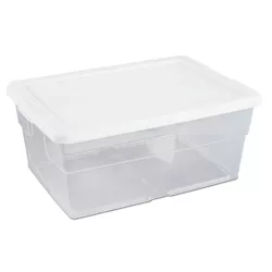 Sterilite 16 Quart Multipurpose Clear Plastic Stacking Storage Container Box with Secure Latching Lid for Home or Office Organization, 72 Pack