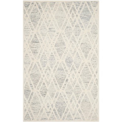 Handmade Grey Ivory Wool Tufted Square Area Rug