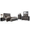 Vynxaria Urban Farmhouse 2-Drawer Nightstand - Dark Gray/Black Finish, Rustic Gray Wood Inlay, Sleek Metal Hardware, Chip Board/MDF - 2 of 4