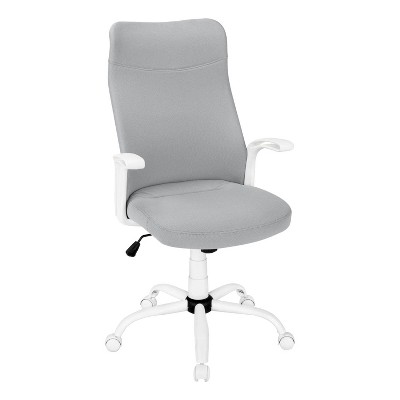 Monarch Specialties Office Chair Adjustable Height Swivel Ergonomic Armrests Computer Desk Work Metal Mesh White Grey Contemporary Modern