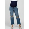 PinkBlush Blue Frayed Wide Leg Cropped Maternity Jeans - 3 of 4