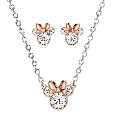 Disney Womens Minnie Mouse Silver Plated Cubic Zirconia Necklace, 16+2 :  Target