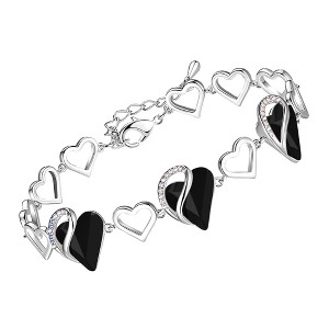 Leafael Infinity Love Heart Birthstone Crystal Link Bracelet, Silver Plated, 7“+2” Adjustable Chain - 1 of 4