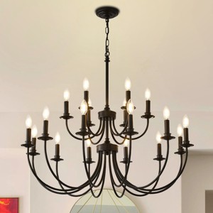 Baoure 18-Light Black Farmhouse Chandeliers, 71 Vintage Candle Large Chandelier for Entryway Kitchen Island Foyer - 1 of 4