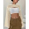 Womens Cropped Sweater Crochet Knit Crop Tops See Through Knit Sweater Beach Cover Ups - 4 of 4