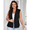 Coolmee Womens Plus Size Peplum Sleeveless Blazer Vest Suit Jacket Shawl Lapel Button Business Casual Blazer - 3 of 4