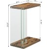 HomeStock Modern C Shaped End Table with Clear Glass Panels, Floating Shelf Design and Easy Sofa Side Convenience - 4 of 4