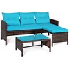 Tangkula 3-Piece Outdoor Rattan Wicker Sectional Sofa Set Patio Conversation Sofa Set - 3 of 4
