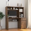 VYNXARIA Computer Desk with Hutch & Bookshelf,Wood Executive Desk Teens Student Desk Writing Laptop Home Office Desk with Drawers(Brown) - 2 of 4