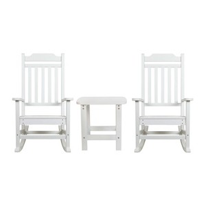Merrick Lane Poly Resin Indoor/Outdoor Rocking Chair with Side Table - 1 of 4