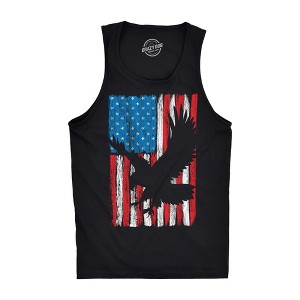 Mens Eagle In Flag Fitness Tank Awesome Fourth Of July Graphic Tanktop For Men - Crazy Dog Men's Tank Top - 1 of 4