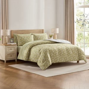 Nestl Bed in a Bag, 7pc Comforter Set Botanical Design, Modern Comforter Sets with Sheets, Bed in a Bag Bed Set - 1 of 4