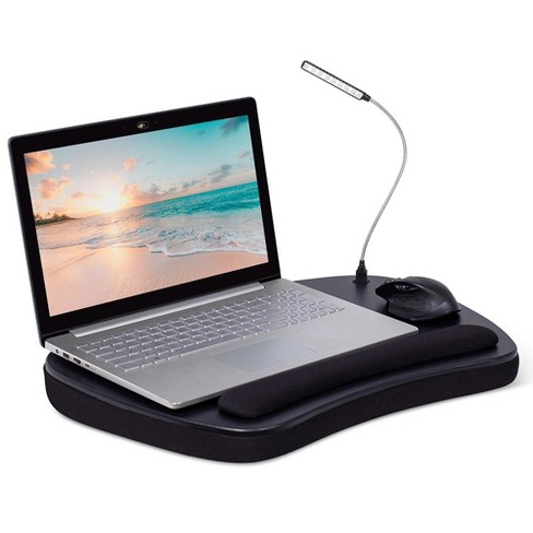 Sofia + Sam Oversized Memory Foam Lap Desk with USB Light - - Fits Laptops  Up to 17 Inches - Matte Black