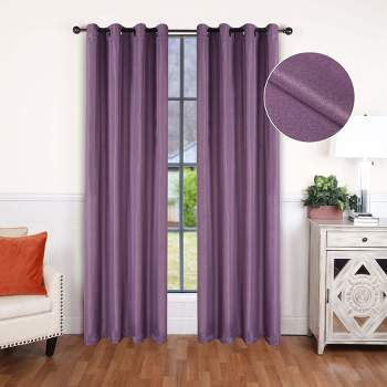 Modern Classic Linen Pattern Room Darkening Blackout Curtains, Set of 2 by Blue Nile Mills
