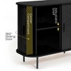 LuxenHome Mid-Century Modern 2-Door Accent Cabinet with Slatted Sliding Doors, Black - 3 of 4