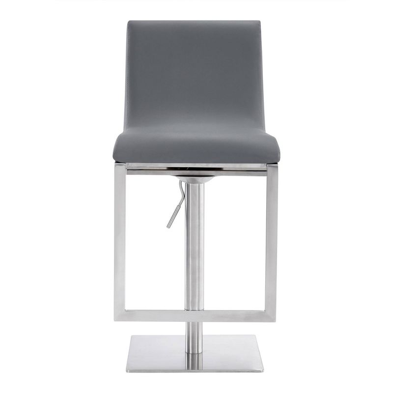 Victory Adjustable Faux Leather/Stainless Steel Barstool Gray - Armen Living, 4 of 10