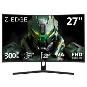 Z-EDGE UG27H 27" 300Hz Curved Gaming Monitor, Full HD(1920x1080) 16.7 Million Display Colors, FreeSync, HDR10, Ultra-Slim Bezel, HDMI & DisplayPort - 1 of 4
