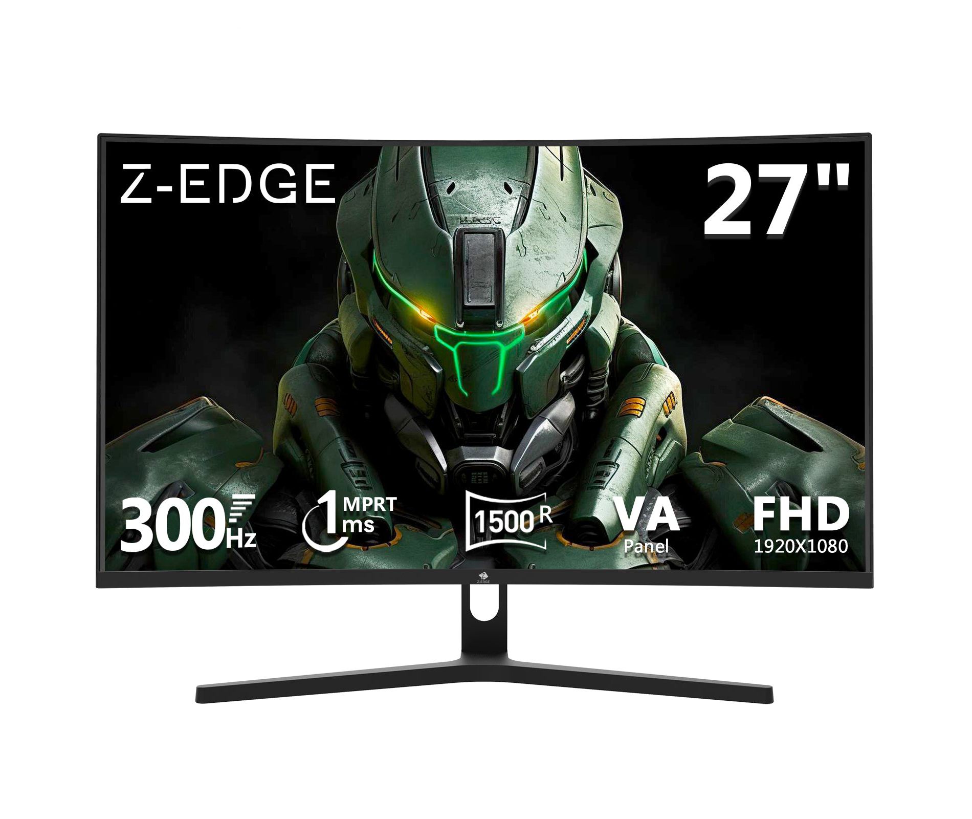 Z-EDGE UG27H 27" 300Hz Curved Gaming Monitor, Full HD(1920x1080) 16.7 Million Display Colors, FreeSync, HDR10, Ultra-Slim Bezel, HDMI & DisplayPort