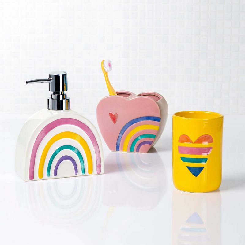 3pc Rainbow Hearts Kids&#39; Bathroom Accessories Set - Allure Home Creations, 3 of 17