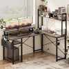 Aheaplus L Shaped Desk with Charging Staion and LED Light, Corner Computer Desk with Hutch and Monitor Stand - 4 of 4