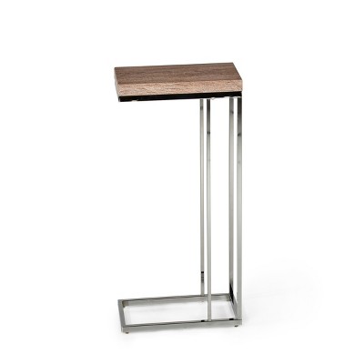 Syemin End Tables C-Shaped End Table, Small Side Table for Couch, Sofa Table with Metal Frame, Nightstand, Slide Couch Table, Brown, 10"*18"*25"