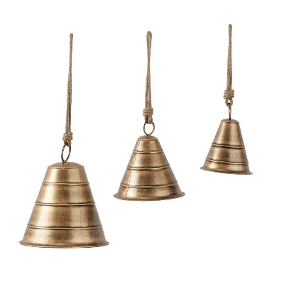 28 Metal Silver Bells with Bow - Set of 3