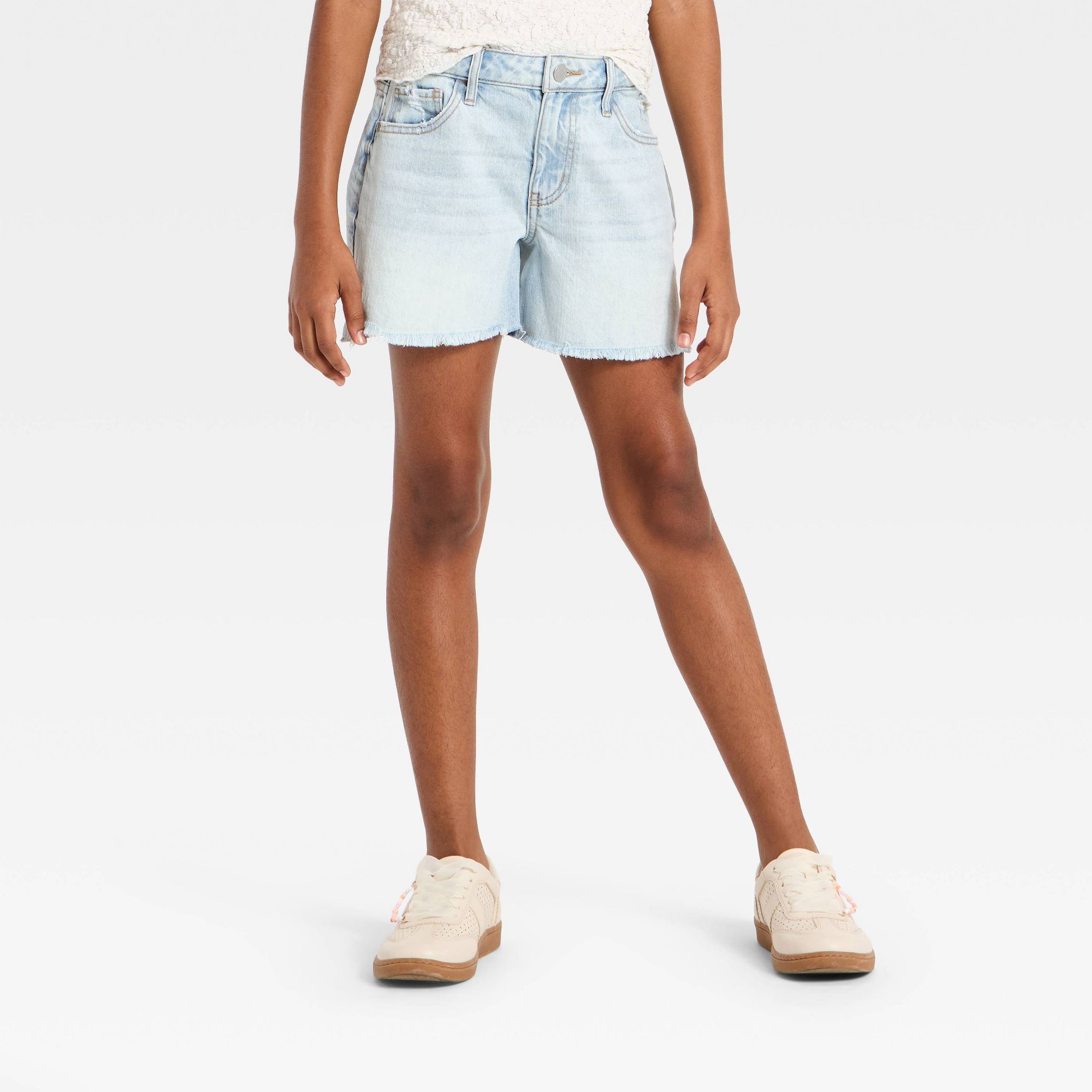 Girls' High-Rise A-line Denim Shorts - art class™