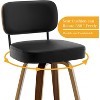 Bekrvio 26"/29" Mid-Century Modern Swivel Bar Stools Set of 1/2/3/4- Faux Leather Upholstered with Back and Bent Wood Legs,Ideal for Kitchen Island - 4 of 4