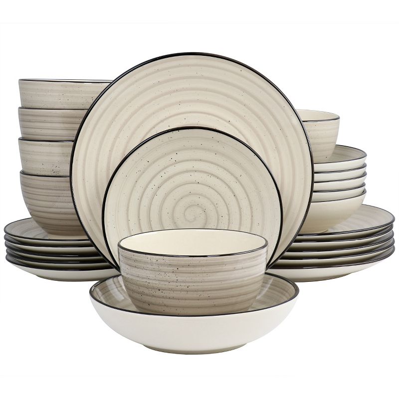Elama Gia 24 Piece Round Stoneware Dinnerware Set in Cream, 1 of 9