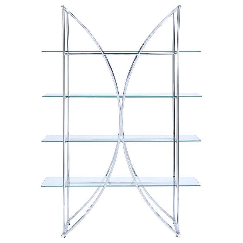 72.5&#34; Contemporary 4 Shelf Bookcase with Glass Shelves Chrome - Coaster, 4 of 8