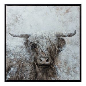 Melrose Framed Bull Canvas Wall Art 20.5"SQ - 1 of 3