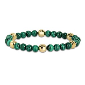 EVERLY JEWELRY | Yellow Plated Sterling Silver 19 1/5 CT TGW Malachite Bracelet, 8.5 inch - 1 of 4